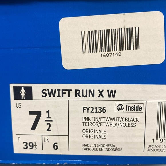 NIB ADIDAS SWIFT RUN X WOMEN’S PINK WHITE BLACK ATHLETIC SNEAKERS EVA MIDSOLE - Picture 12 of 12
